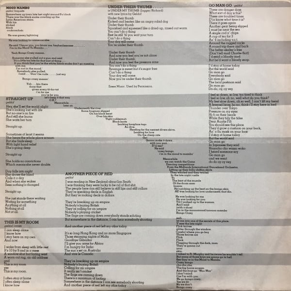 The Boomtown Rats : Mondo Bongo (LP, Album, Qua)