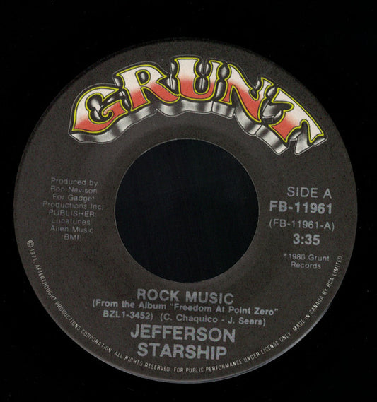 Jefferson Starship : Rock Music / Lightning Rose (7", Single)