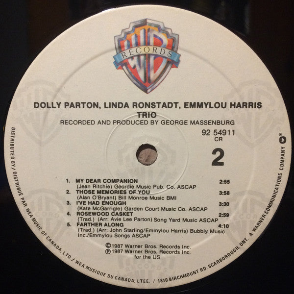 Dolly Parton, Linda Ronstadt & Emmylou Harris : Trio (LP, Album)
