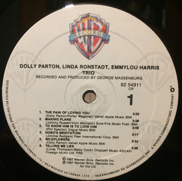 Dolly Parton, Linda Ronstadt & Emmylou Harris : Trio (LP, Album)