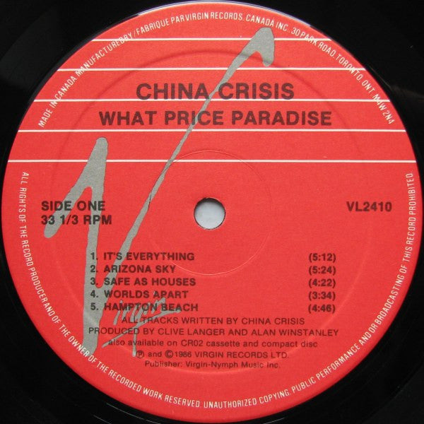 China Crisis : What Price Paradise (LP, Album)