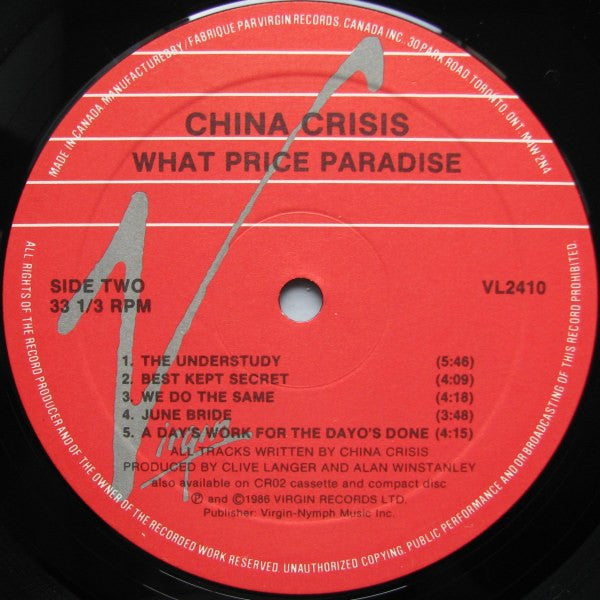 China Crisis : What Price Paradise (LP, Album)