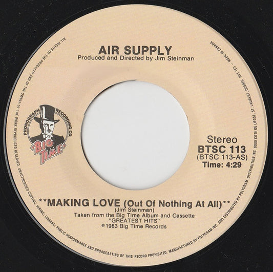 Air Supply : Making Love (Out Of Nothing At All) (7", Single)