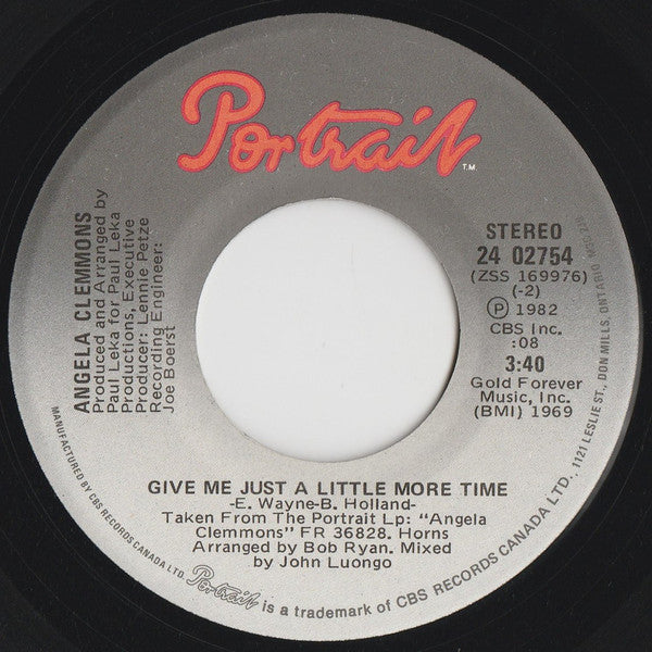 Angela Clemmons : Give Me Just A Little More Time (7")