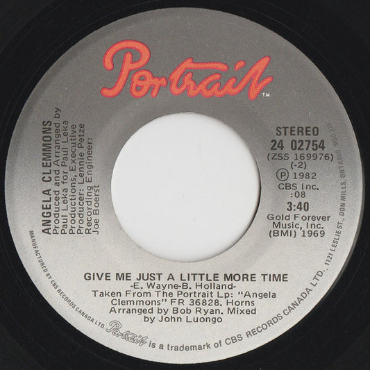 Angela Clemmons : Give Me Just A Little More Time (7")