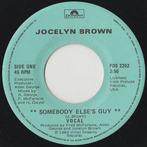 Jocelyn Brown : Somebody Else's Guy (7", Single)