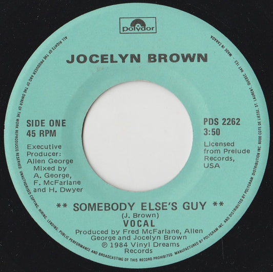 Jocelyn Brown : Somebody Else's Guy (7", Single)