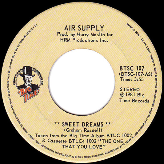 Air Supply : Sweet Dreams / Don't Turn Me Away (7", Single)