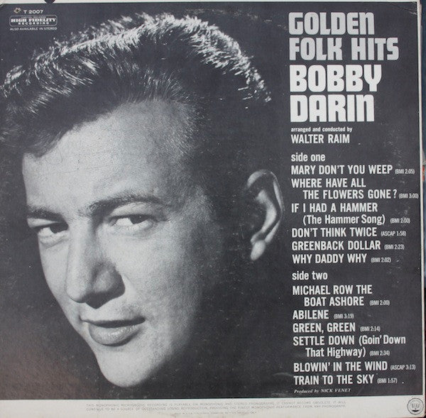 Bobby Darin : Golden Folk Hits (LP, Album, Mono)