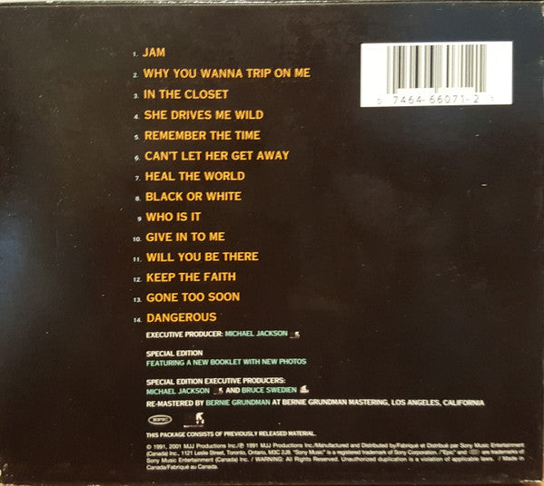 Michael Jackson : Dangerous (CD, Album, RE, RM, S/Edition)