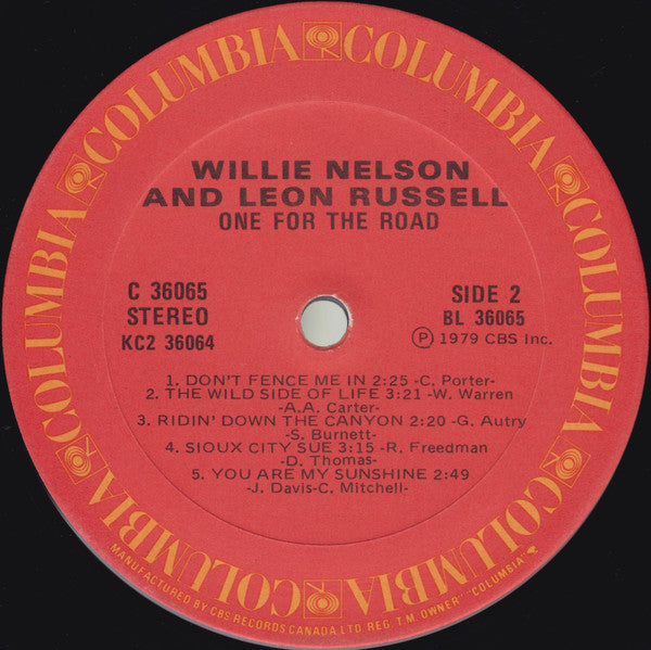 Willie Nelson And Leon Russell : One For The Road (2xLP, Album, Gat)