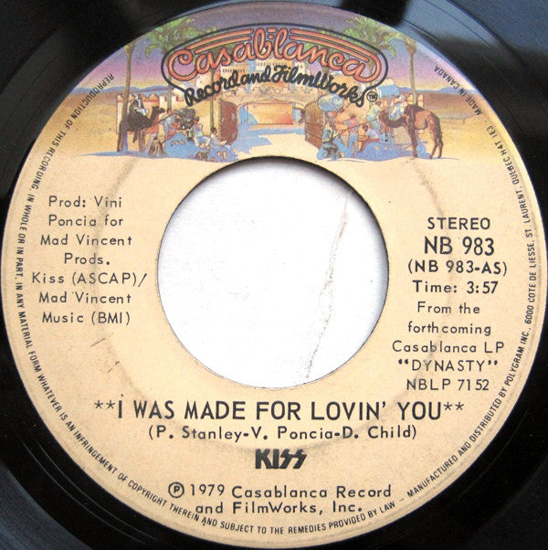 Kiss : I Was Made For Lovin' You  (7", Single)