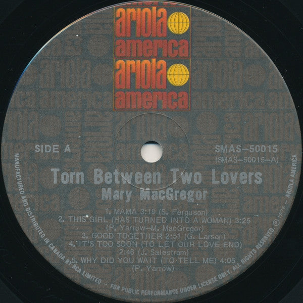 Mary MacGregor : Torn Between Two Lovers (LP, Album, Gat)