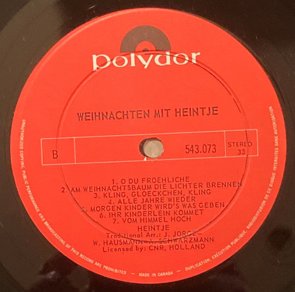 Heintje : Weihnachten Mit Heintje (LP)