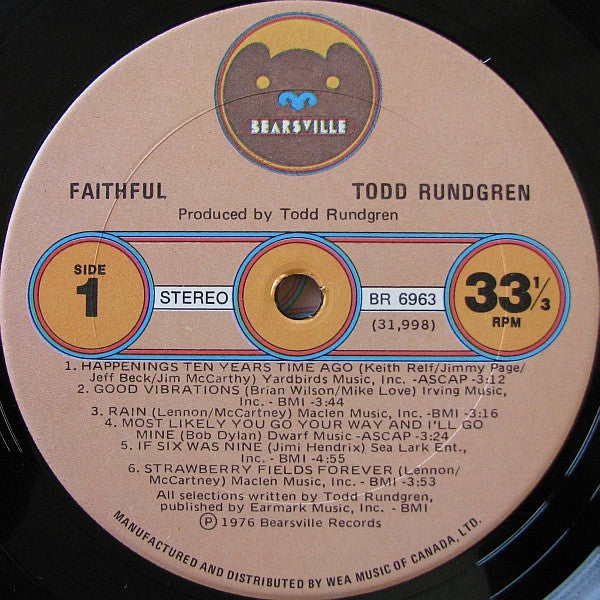 Todd Rundgren : Faithful (LP, Album)