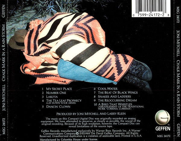 Joni Mitchell : Chalk Mark In A Rain Storm (CD, Album, Club)