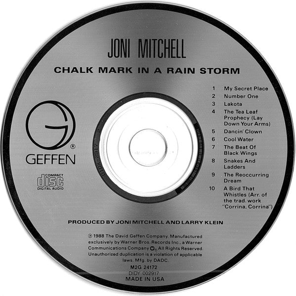 Joni Mitchell : Chalk Mark In A Rain Storm (CD, Album, Club)