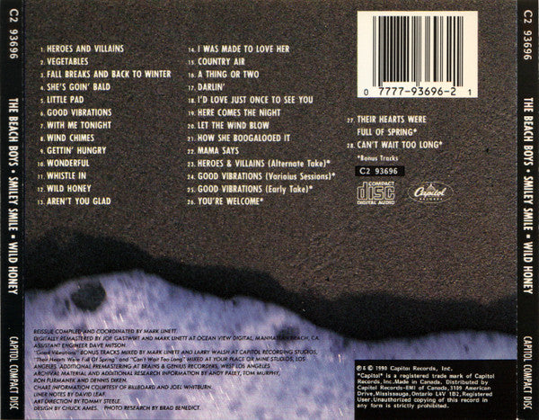 The Beach Boys : Smiley Smile / Wild Honey (CD, Comp)