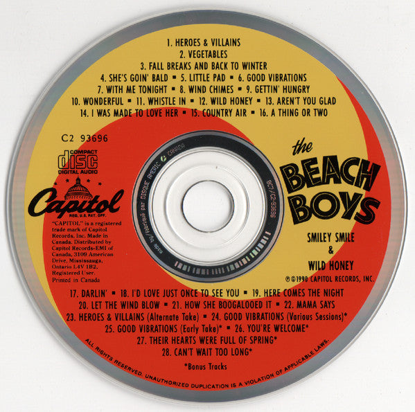The Beach Boys : Smiley Smile / Wild Honey (CD, Comp)