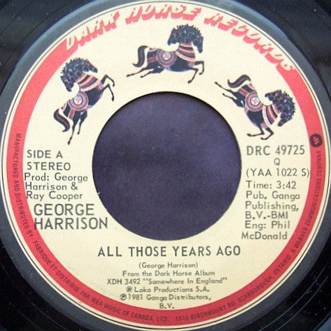 George Harrison : All Those Years Ago (7", Single, Pic)