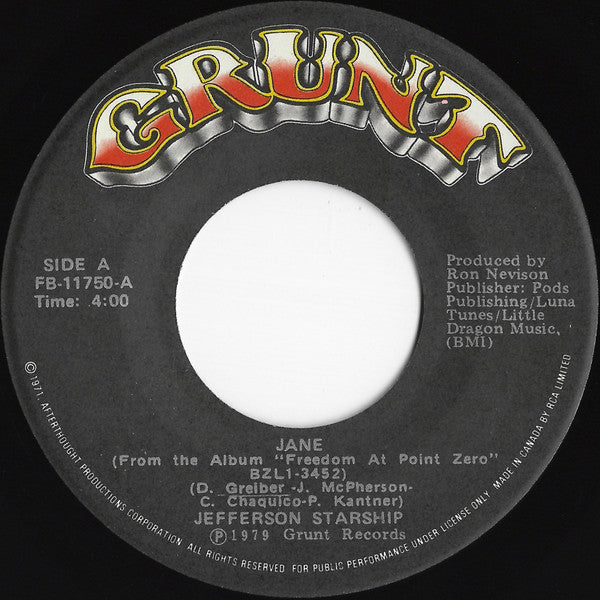 Jefferson Starship : Jane (7", Single)