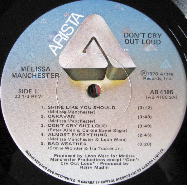 Melissa Manchester : Don't Cry Out Loud (LP, Album)