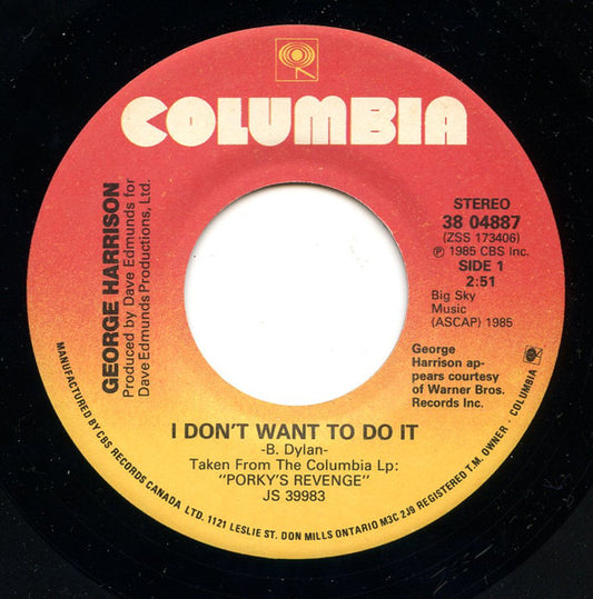 George Harrison / Dave Edmunds : I Don't Want To Do It / Queen Of The Hop (7", Single)