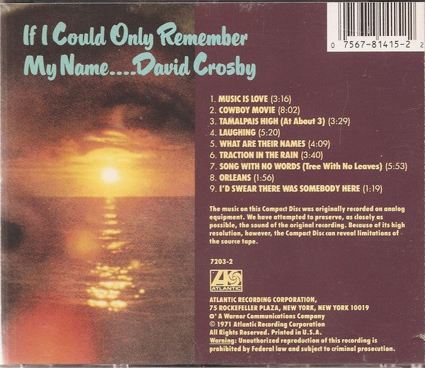David Crosby : If I Could Only Remember My Name.... (CD, Album, RE)