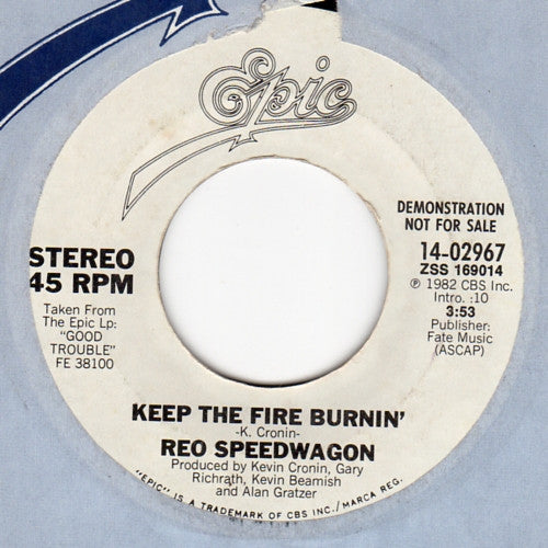 REO Speedwagon : Keep The Fire Burnin' (7", Single, Promo)