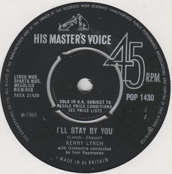 Kenny Lynch : I'll Stay By You (7", Single)