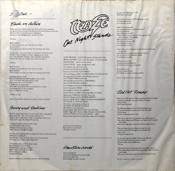 Teaze : One Night Stands (LP, Album)