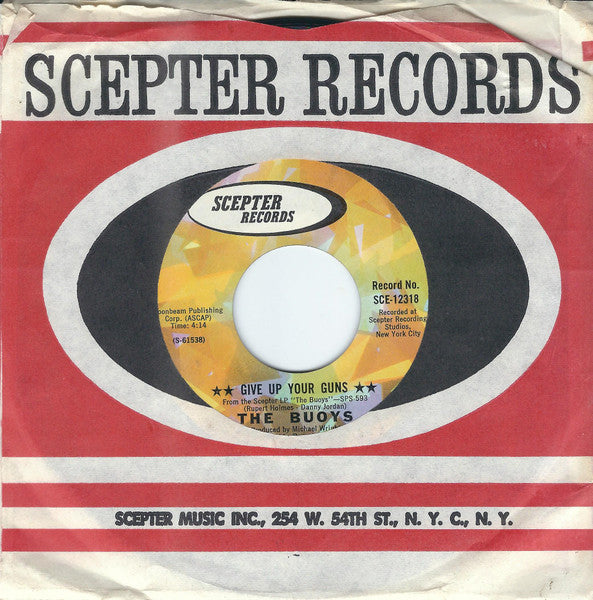The Buoys : Give Up Your Guns / The Prince Of Thieves (7", Single, Styrene, Mon)