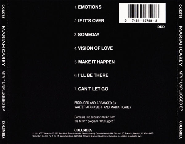 Mariah Carey : MTV Unplugged EP (CD, EP)
