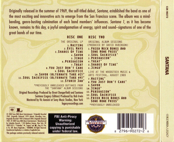 Santana : Santana (CD, Album, RE, RM + CD, RM)