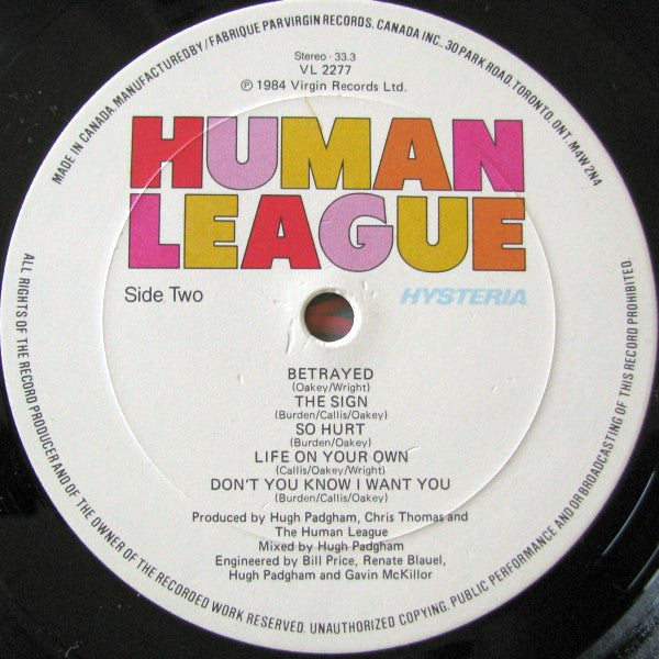 The Human League : Hysteria (LP, Album, Gat)