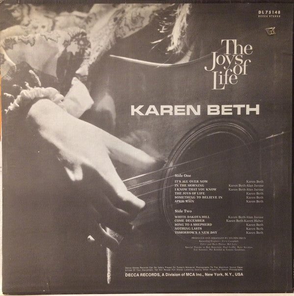 Karen Beth : The Joys Of Life (LP, Album)