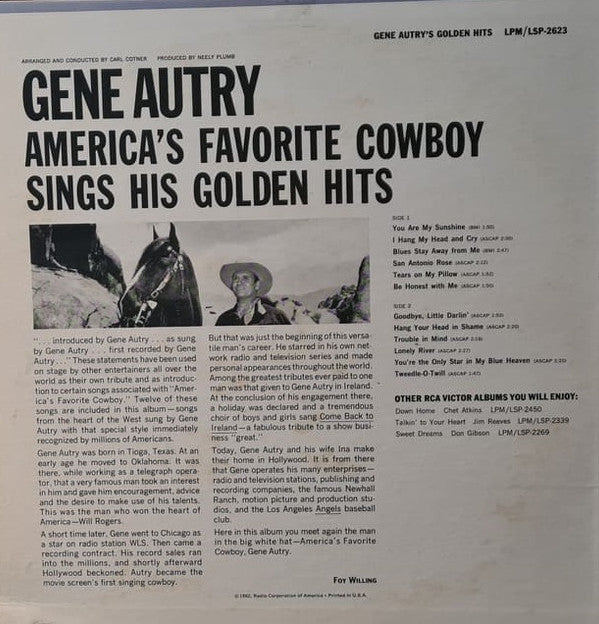 Gene Autry : Gene Autry's Golden Hits (LP, Album, Mono, Ind)