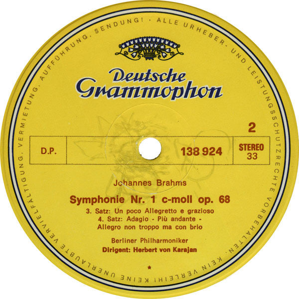 Herbert von Karajan - Brahms* - Berliner Philharmoniker : Symphonie Nr. 1 (LP, RP)