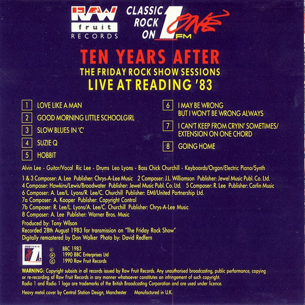 Ten Years After : Live At Reading '83 (The Friday Rock Show Sessions) (CD, Album)