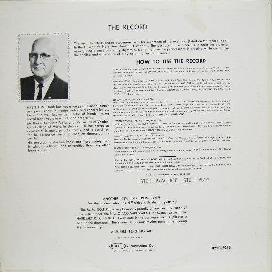 Haskell W. Harr : Harr Drum Method 1 (For Band And Orchestra - Drums And Organ) (LP, Mono)