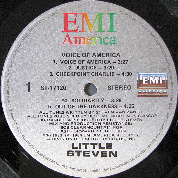 Little Steven : Voice Of America (LP, Album, Cap)