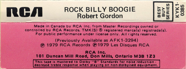 Robert Gordon (2) : Rock Billy Boogie (Cass, Album, RE, Dol)