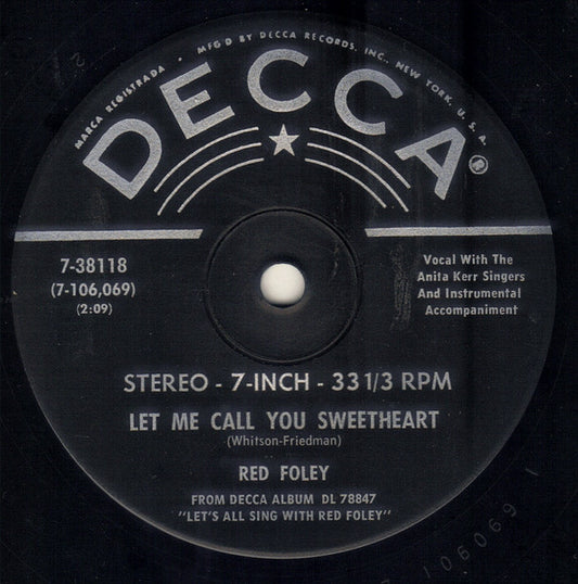 Red Foley : Let Me Call You Sweetheart / Goodnight Irene (7", Single, Jukebox, Pin)