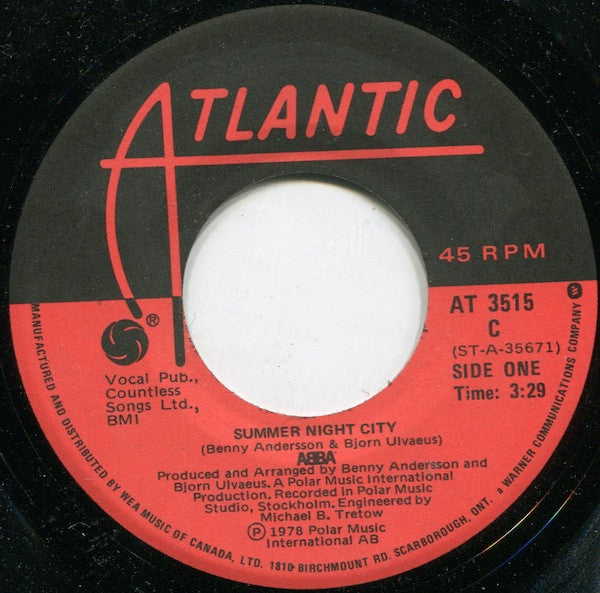 ABBA : Summer Night City (7", Single)