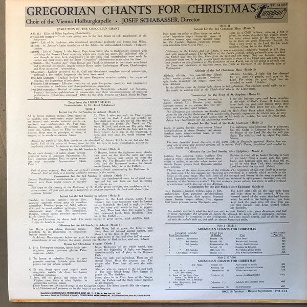 Choir Of The Vienna Hofburgkapelle*, Josef Schabasser : Gregorian Chants For Christmas (LP)
