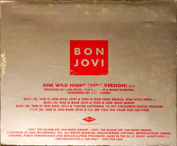Bon Jovi : One Wild Night (CD, Single, Promo)