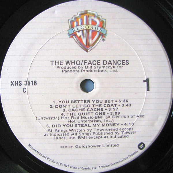 The Who : Face Dances (LP, Album, Don)