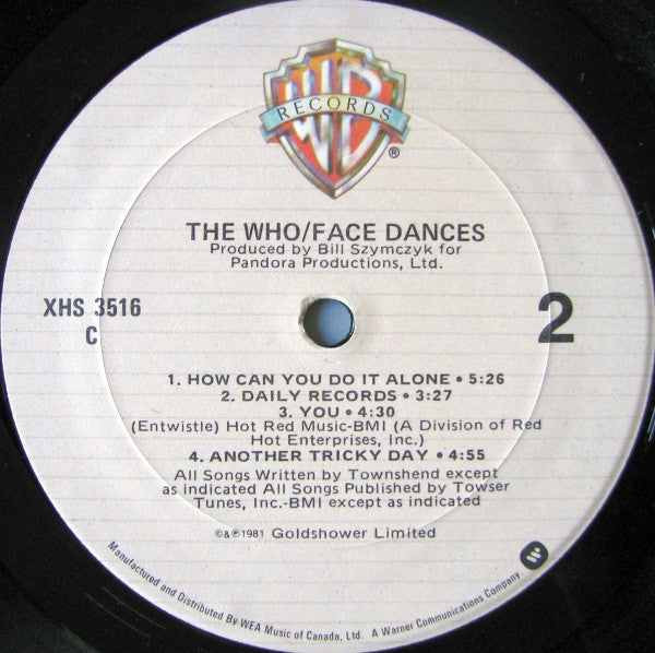 The Who : Face Dances (LP, Album, Don)