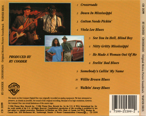 Ry Cooder : Crossroads - Original Motion Picture Soundtrack (CD, Album, Comp)