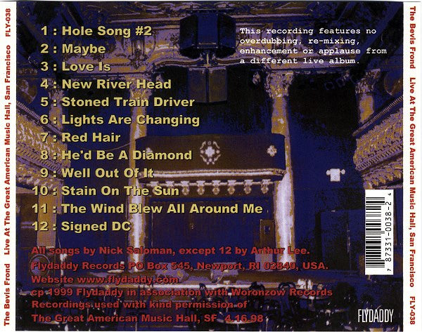 The Bevis Frond : Live At The Great American Music Hall, San Francisco (CD, Album)